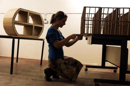Making Cardboard furniture in the workshop space